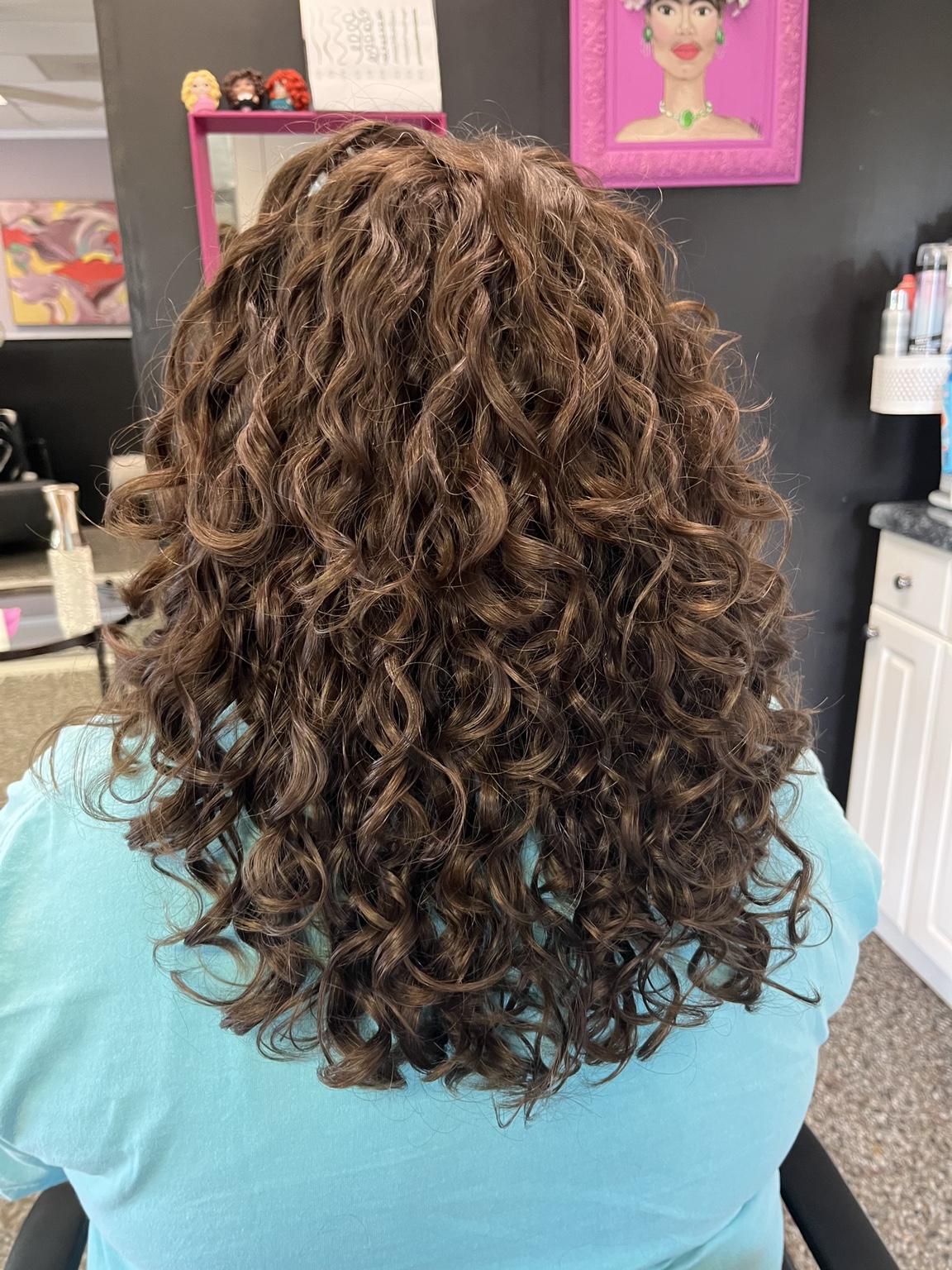 Long curly hair styling