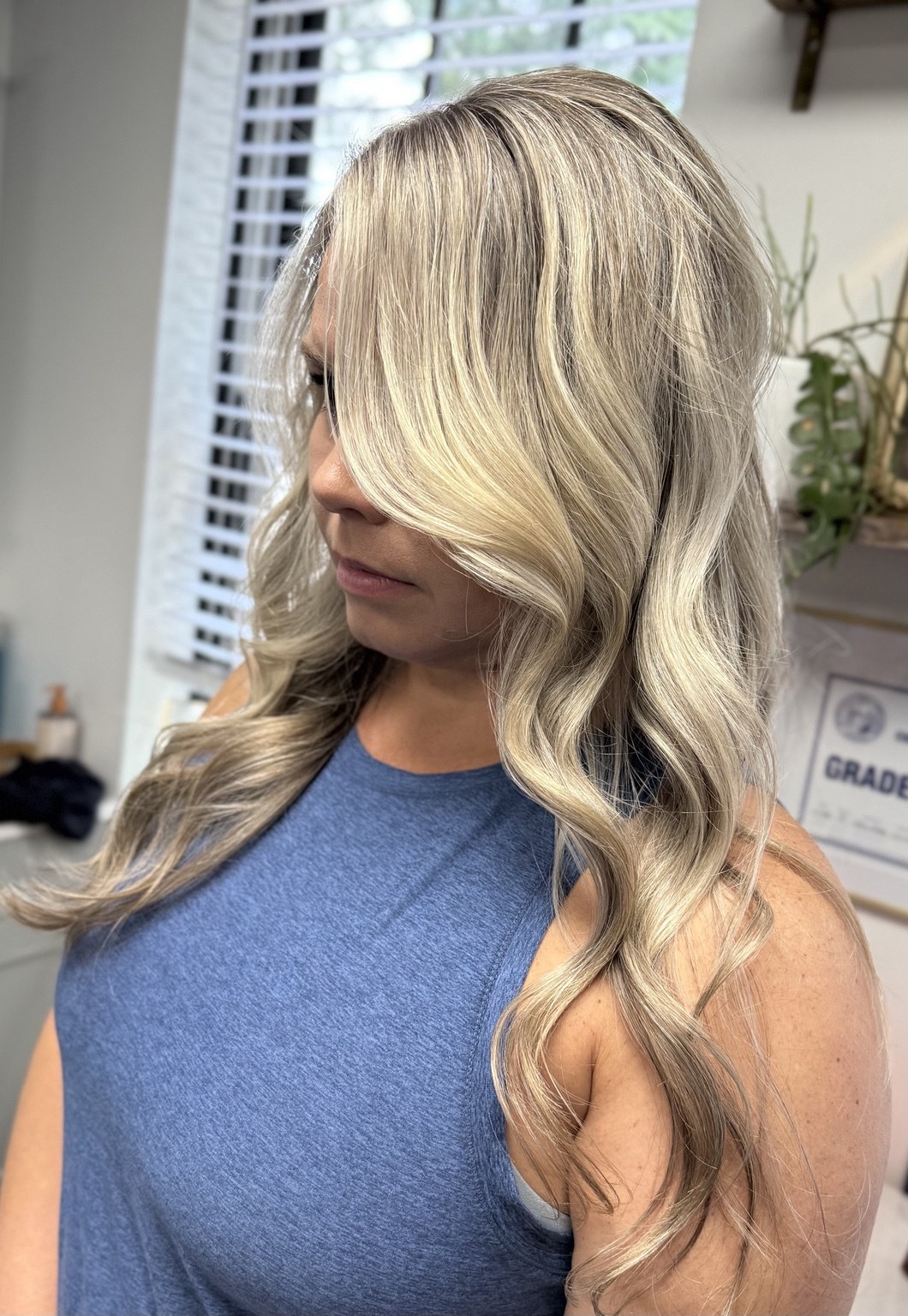 Blonde color with soft waves